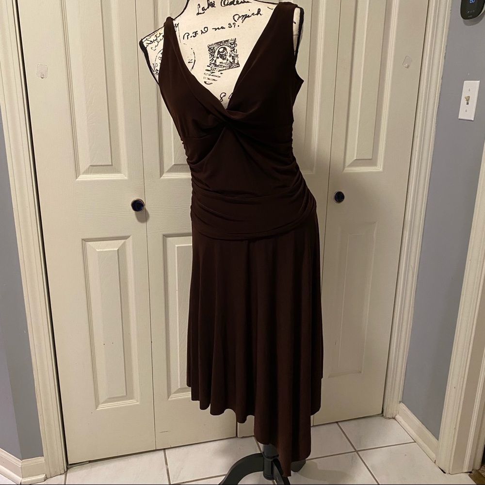 Brown asymmetrical dress size 12.